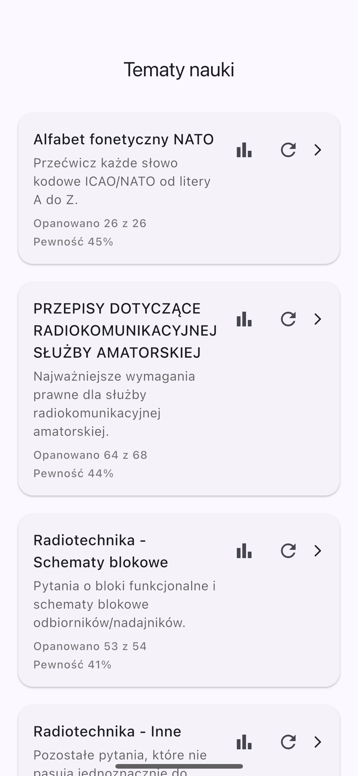 Wybór tematów pytań
